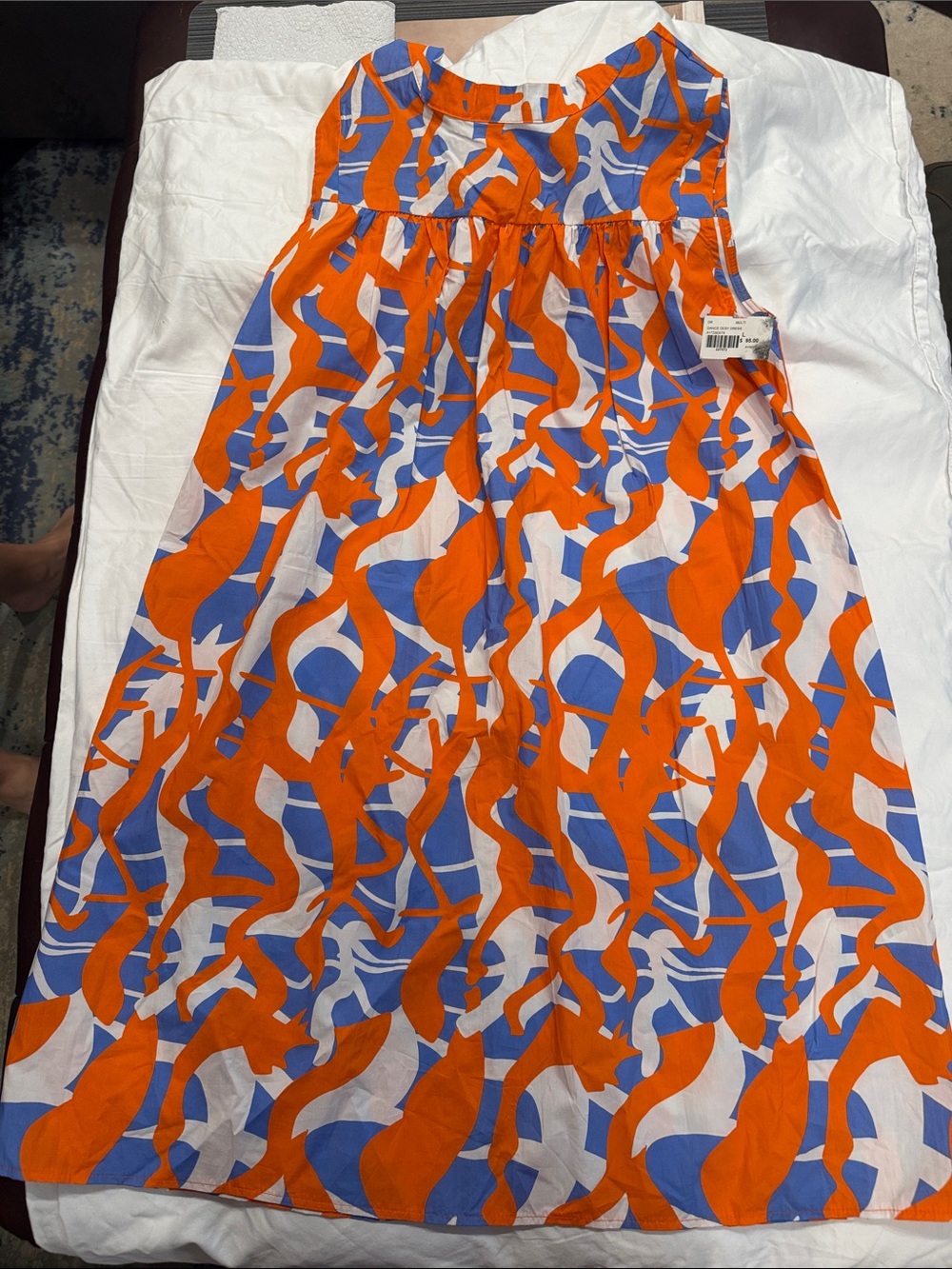 Societe Anonyme Orange, Blue & White Abstract Maxi Skirt